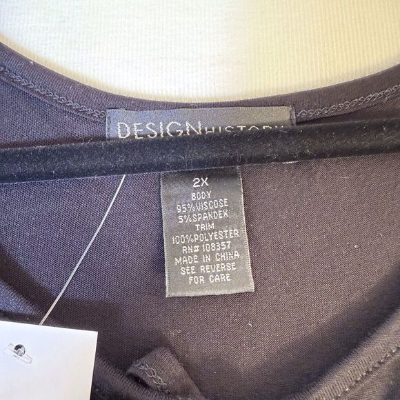 DESIGN HISTORY Black Flowy Dressy Top Size 2X Bell Ruffle Sleeve long length - Picture 9 of 14